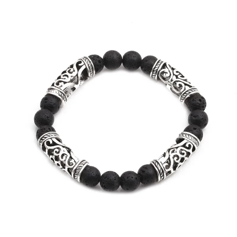 

Energetic 8MM Black Lava Stone DIY Aromatherapy Essential Oil Diffuser Bracelet Men Women Jewelry Pulseras Mujer