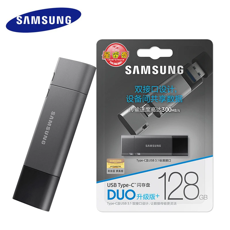 Samsung Cle USB 32 Гб, флеш-накопитель USB 3,1 DUO Plus, 64 ГБ, 128 ГБ, USB C, флешка для Chromebooks, настольного ноутбука