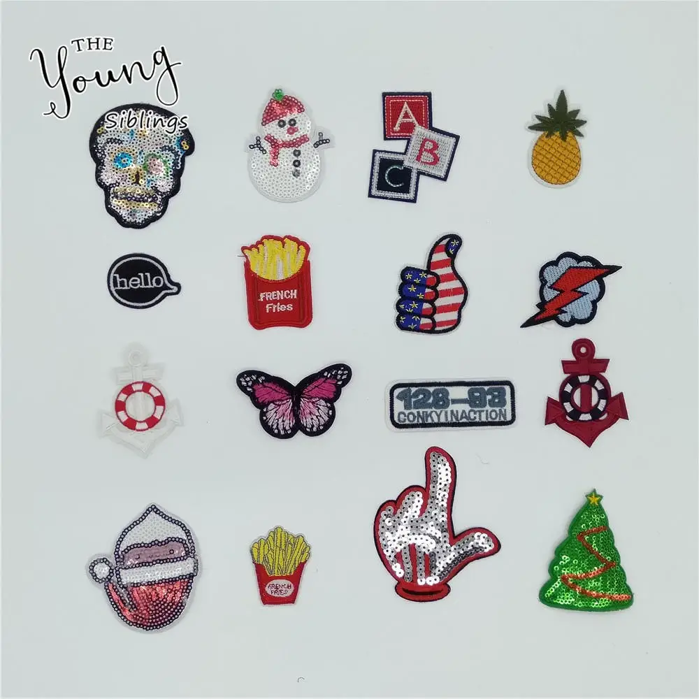

Fashion Children love Cartoon Hot melt Adhesive Applique Embroidery Patches Stripes DIY Decoration Accessories patch 1pcs sell