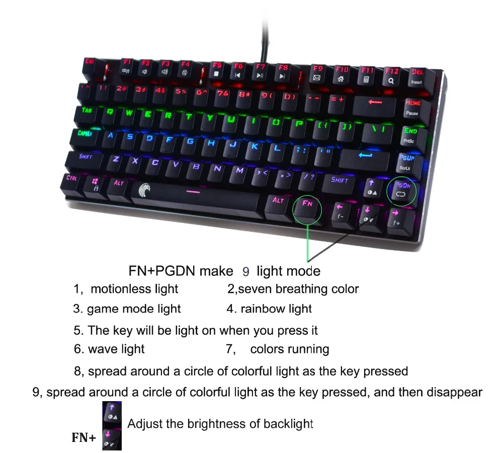 Z88 светодиодный мини-механическая клавиатура с подсветкой компактный эргономичный дизайн 81 клавиша маленькая алюминиевая клавиатура для игрового набора текста