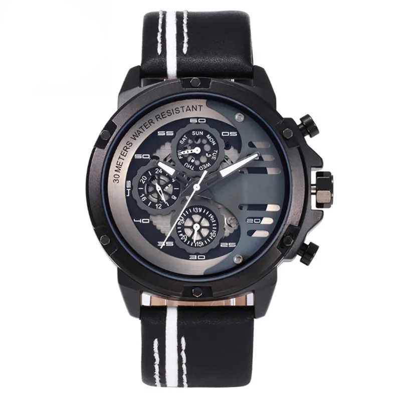 

Men's mechanical watch luxury brand Sports watch waterproof Clock man Week display Leather strap Gift for men relogio homme