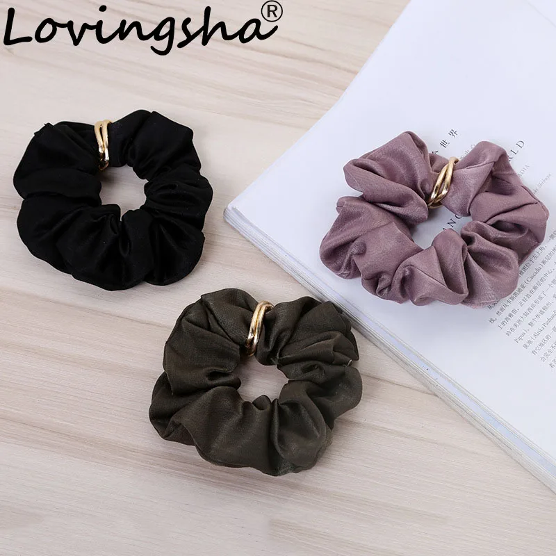 

LOVINGSHA Girls Solid Scrunchies Hair Tie Cute Lady Hair Accessories Elastic Female Hair Rope For Women Ponytail Hair NFD051