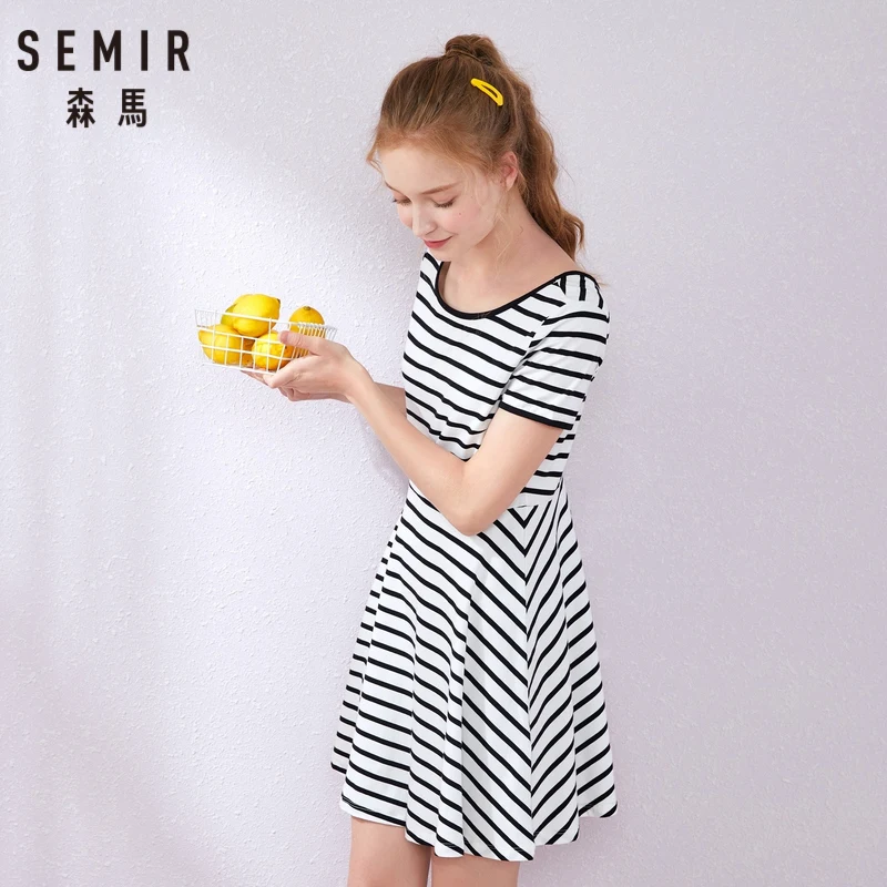 SEMIR/2019 новое летнее женское платье в полоску элегантное тонкое с надписью одежда