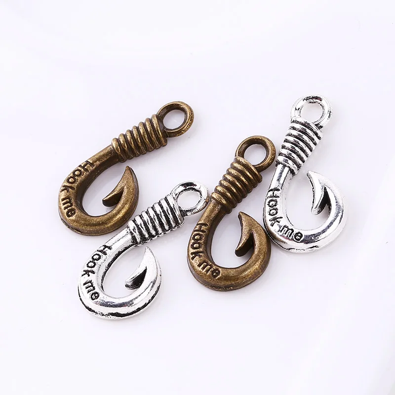 Antique Metal Fishhook Charms for Jewelry Making Diy Zinc Alloy