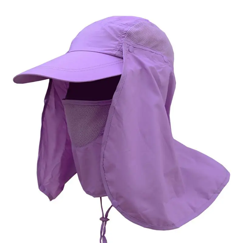 Уличная Кепка с защитой от ультрафиолета для лица и шеи, Мужская солнцезащитная Кепка, летняя мужская и женская кепка для защиты лица, рабочая Повседневная летняя кепка - Цвет: Фиолетовый