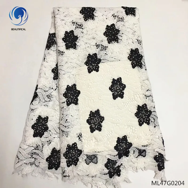 

BEAUTIFICAL guipure cord laces fabrics high quality lace fabrics water soluble laces fabric for women dress 5yards/lot ML47G02