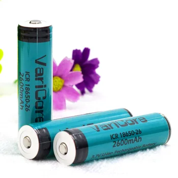 

VariCore Protected 100% Original 18650 ICR18650-26 2600mAh Li-ion Rechargeable Battery +PCB 3.7V For Flashlight batteries