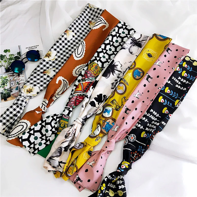 

New Spring Autumn Summer Wild Small Scarf Professional Hair Tie Band Scarfs Head Neck Scarf Women Foulard Femme Headband