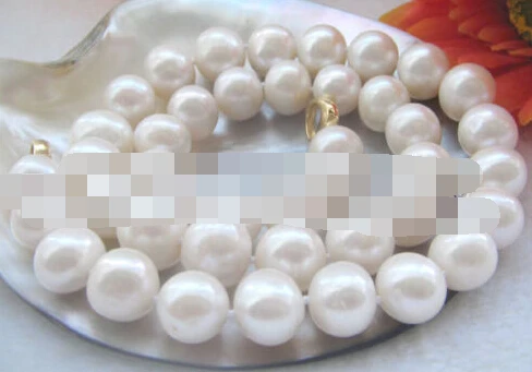 

huij 004907 12-14mm white round freshwater pearl necklace - GP clasp