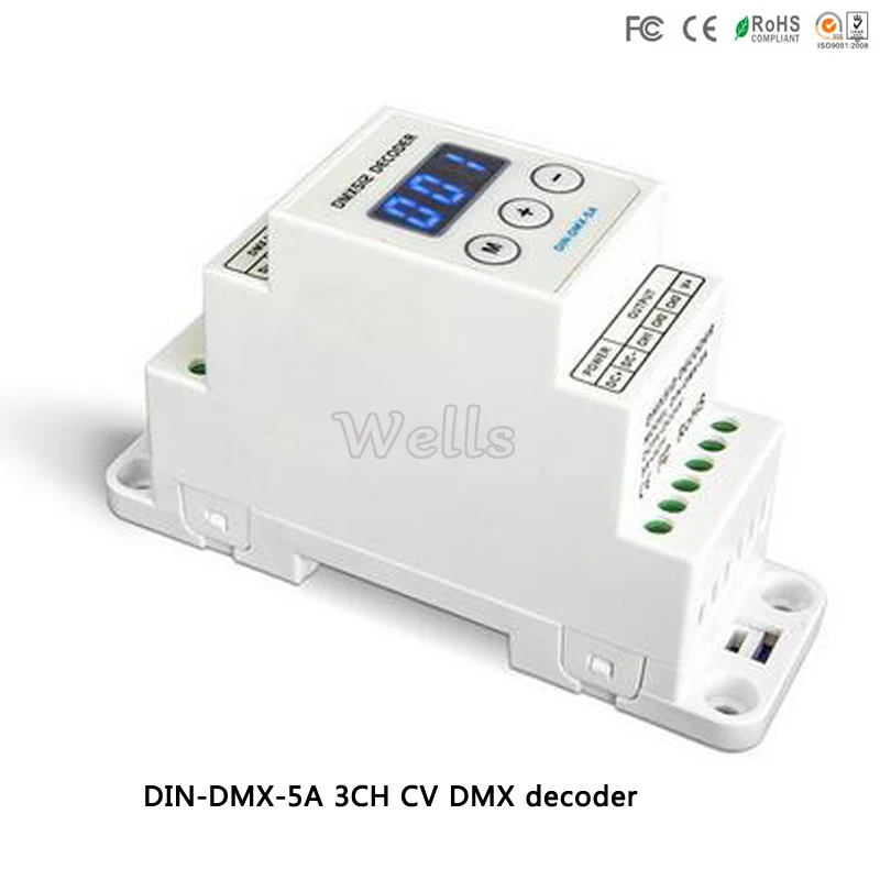 DIN-DMX-5A; 3CH контроллер DMX; DC5-24V вход; 5A * 3CH выход светодио дный comtroller для светодио дный свет