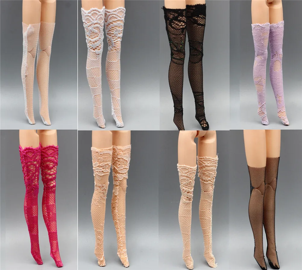Random 3Pair Lace Socks Mixed Style Long Stockings For  Doll Accessory  C gf 