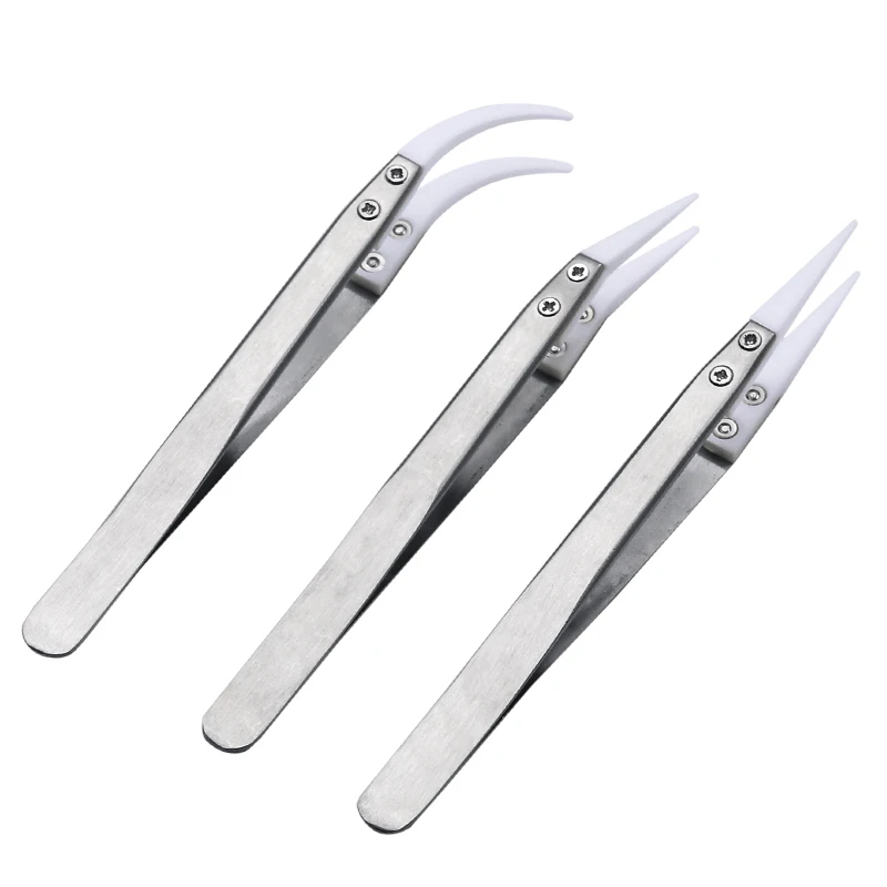 Ceramic Tweezers Heat Resistant Non Conductive Stainless Steel Body Multifunction Hand Tools Kits tweezer tool ceramic tweezers