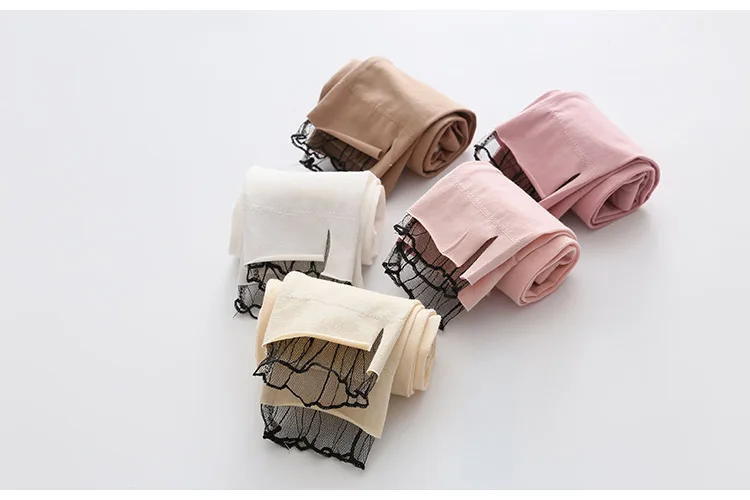 2018 Summer 2-10T Years Baby Kids Children Sport Cotton Candy Color Lace Patchwork Calf Length Capri Girls Short Leggings (11)