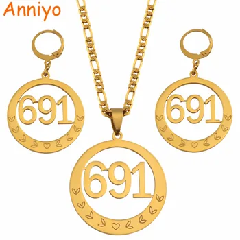 

Anniyo Micronesia Round Big Pendant Necklaces Earrings sets for Women 691 Jewelry Gifts #047621S