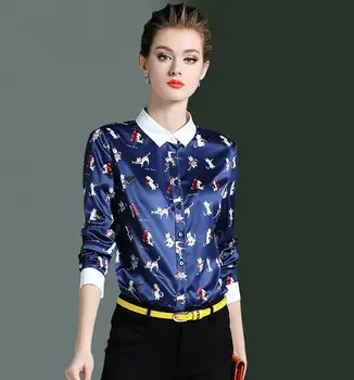 

High quality! Women's Original brand spring casual print shirt female long sleeve OL shirt chic blouse tops TB743