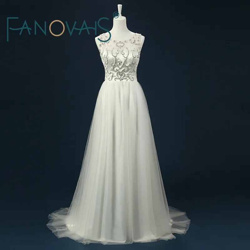 

Tulle Wedding Dress Beading Back Crystal Beaded Wedding Dresses 2019 Vestido de Novia Luxury Bridal Gowns Robe de Mariage