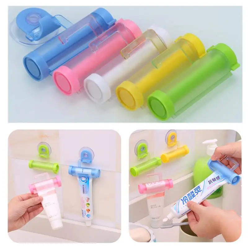 

Creative ABS Rolling Toothpaste Squeezer Hanging Holder Dentifrice With Sucker Bathroom Rolling Squeezer Toothpaste Dispenser