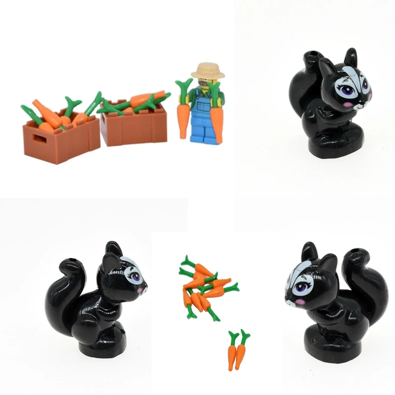 6pcs/lot MOC Bricks Animal Cute Rabbit with eyes and mouth Educational Building Blocks Action figure DIY Toys kids Dolls gifts