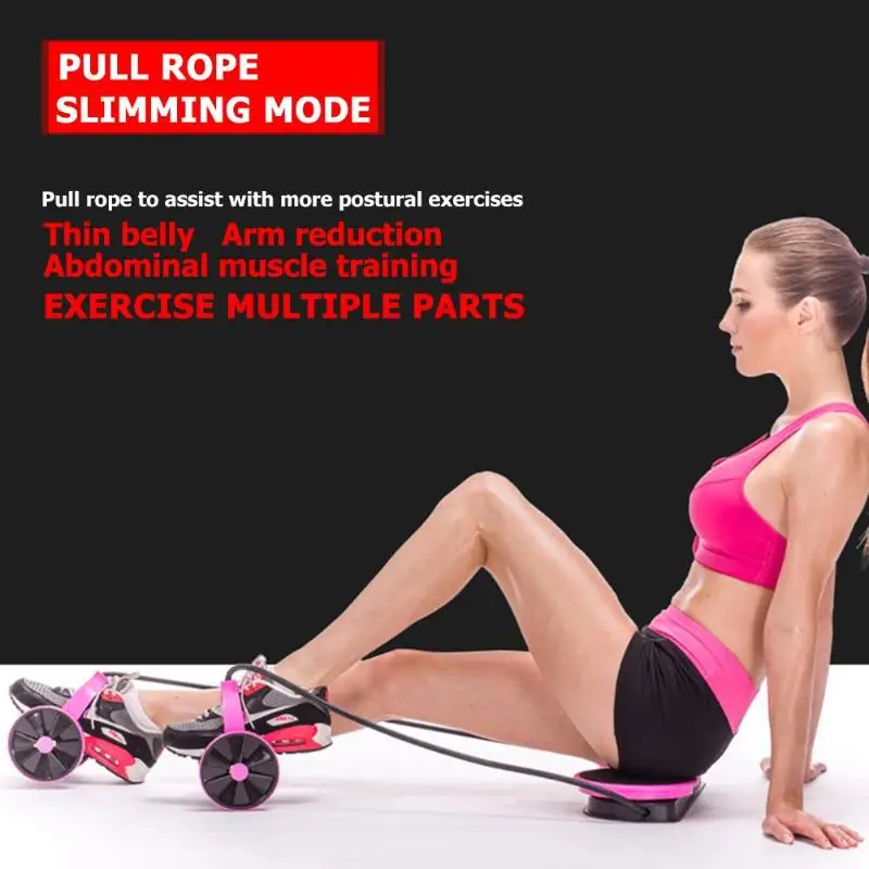 Ab Roller Wheel with Mat Abdominal Trainer Wheel Arm Waist Leg Exercise Multi-functional Resistance Pull Rope Fitness Equipment