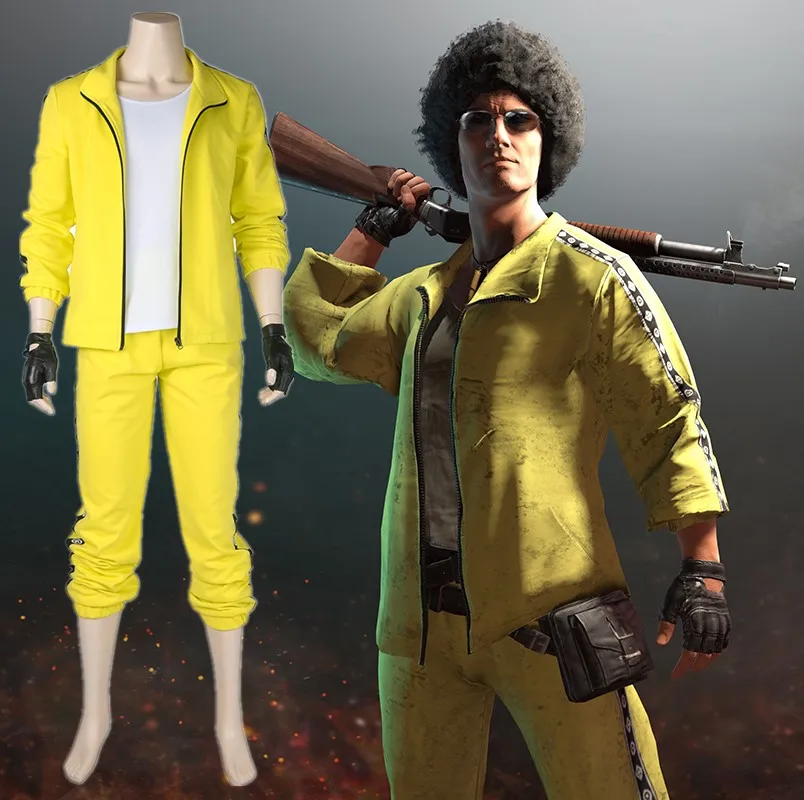  Playerunknown's Battlegrounds Tracksuit Halloween Cosplay Costume PUBG Yellow Tracksuit Custom Made