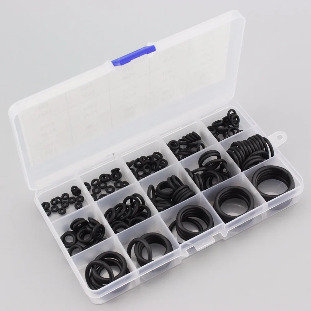 NBR O Rings Seal Kit Rubber Black Sealing Gasket Assortment Set Seal O