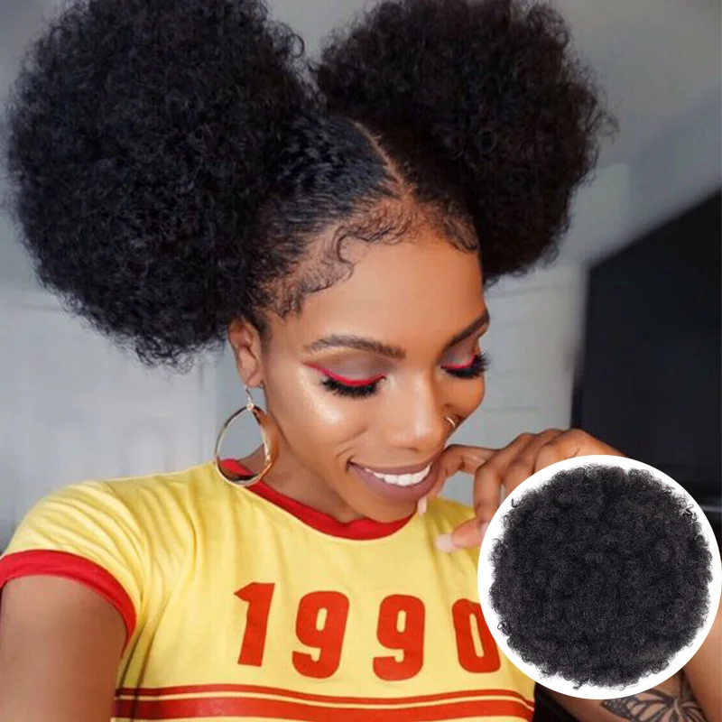 Synthetic Afro Puff Drawstring Bun Ponytail for Black Women Short Kinky Curly Hair Bun Extension Hairpieces Updo Hair Extensions with Two Clips (S,Natural Black) Synthetic Afro Puff Drawstring Bun Ponytail for Black Women Short Kinky Curly Hair Bun Extension Hairpieces Updo Hair Extensions with Two Clips (S,Natural Black)