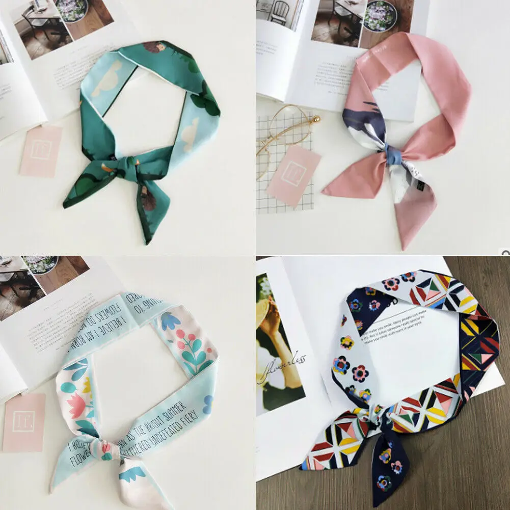 

Hirigin Women Lady Fashion Scarves Twilly Ribbon Tied Bag Handle Decor Small Scarf Wraps