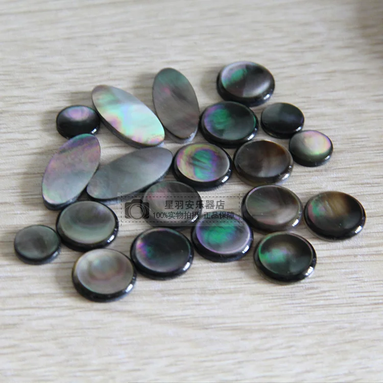 

2set=18pcsSaxophone real mother of pearl key buttons inlays sax part Black shell