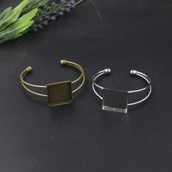 

1pcs Cabochon 25mm Base Copper Plated Square Cabochon Base Bangle Bracelet Bezel Blank Setting DIY Jewelry Making Components