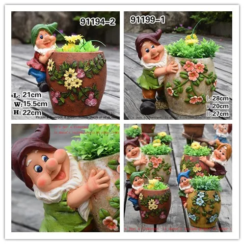 

Creative resin crafts Gnome Outdoor Garden Statue Flower Planter plant micro-landscape moss flowerpots , Garden Yard decoration