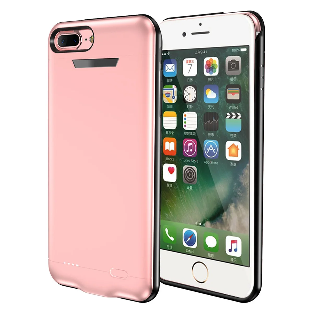 Casewin Батарея Зарядное устройство чехол для iPhone 6 Plus/6s Плюс/7 Plus/8 Plus 4200 мА/ч, Мощность банк Ёмкость Батарея Зарядное устройство чехол для телефона - Цвет: Rose Gold
