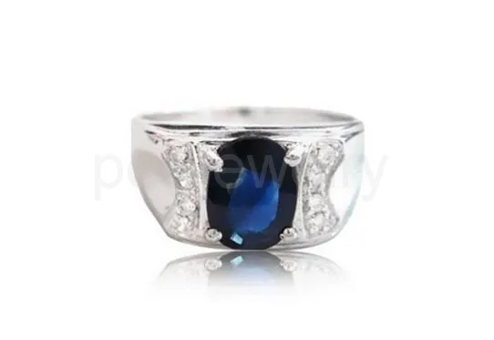 Мужское кольцо, натуральный настоящий сапфир, кольца,, серебро 925 пробы, 6*8 мм, 1.6ct, драгоценный камень, хорошее ювелирное изделие C912121