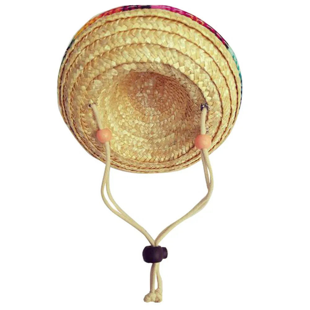 Милый мини щенок собака кошка соломенная плетеная шляпа Мексиканская Sombrero