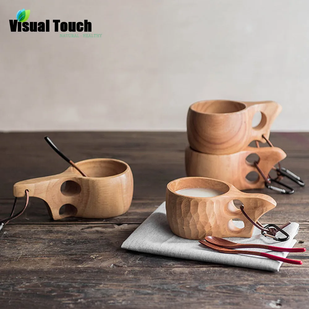 

Visual Touch Natural Kuksa Wooden Mug New Finland Beer Mug Cup Outdoor Portable Cup Coffee Milk Water Drinking Mugs Lovers Gift
