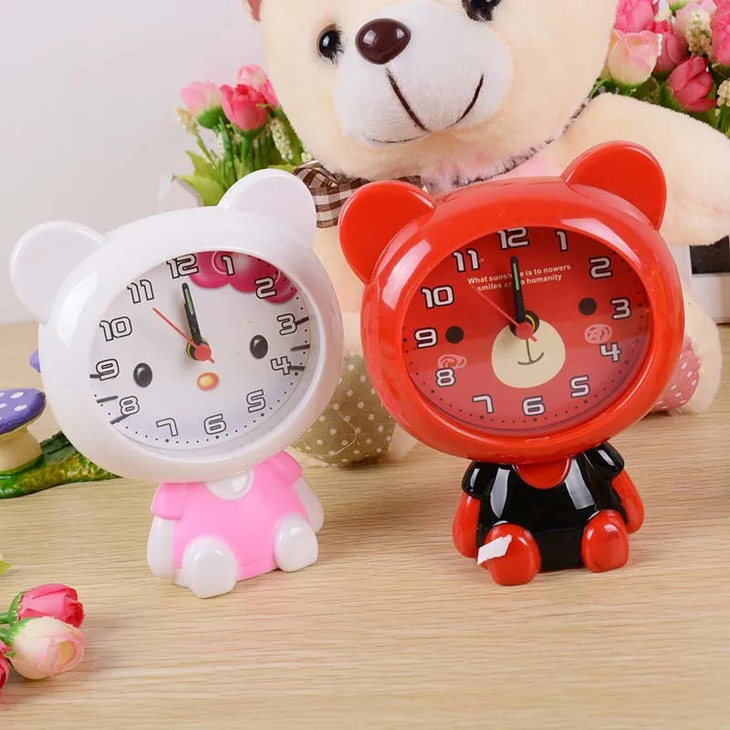 

Children Quartz Clock Cartoon Bear Battery Alarm clock for Home Decoration Desk Figure Clock Plastic Table watch