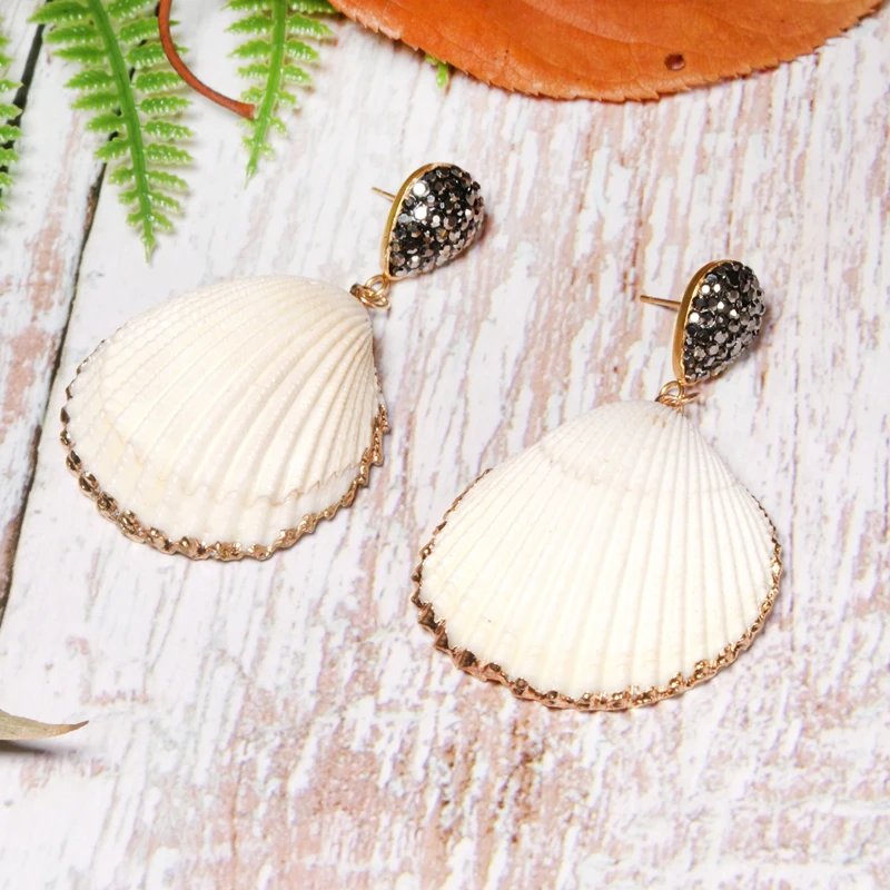 

MOON GIRL Fashion Geometric Natural Shell Dangle Earring for Women Chic Statement Boho Vintage Party Aretes Femme Dropshipping