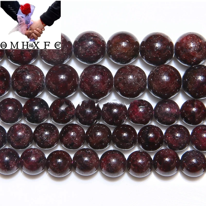 

OMH Wholesale4 6 8 10 12 MM Free Shipping Natural Stone B Quality Deep Red Garnet Round Loose Jewelry Manufacture ZZ59