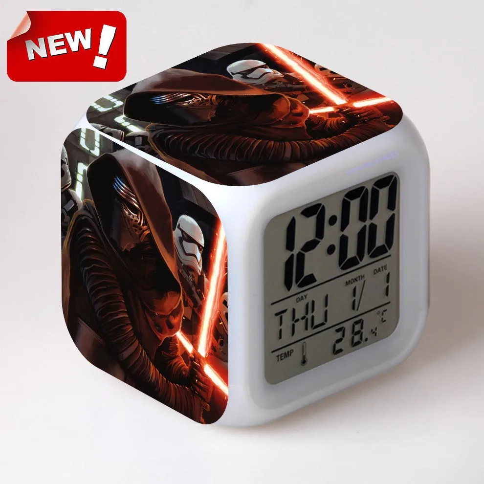 2016 The Force Awakers Star war Alarm Clock Digital Klokken Electronic Desk Watch Relogio De Mesa Wake Up Light Plastic 