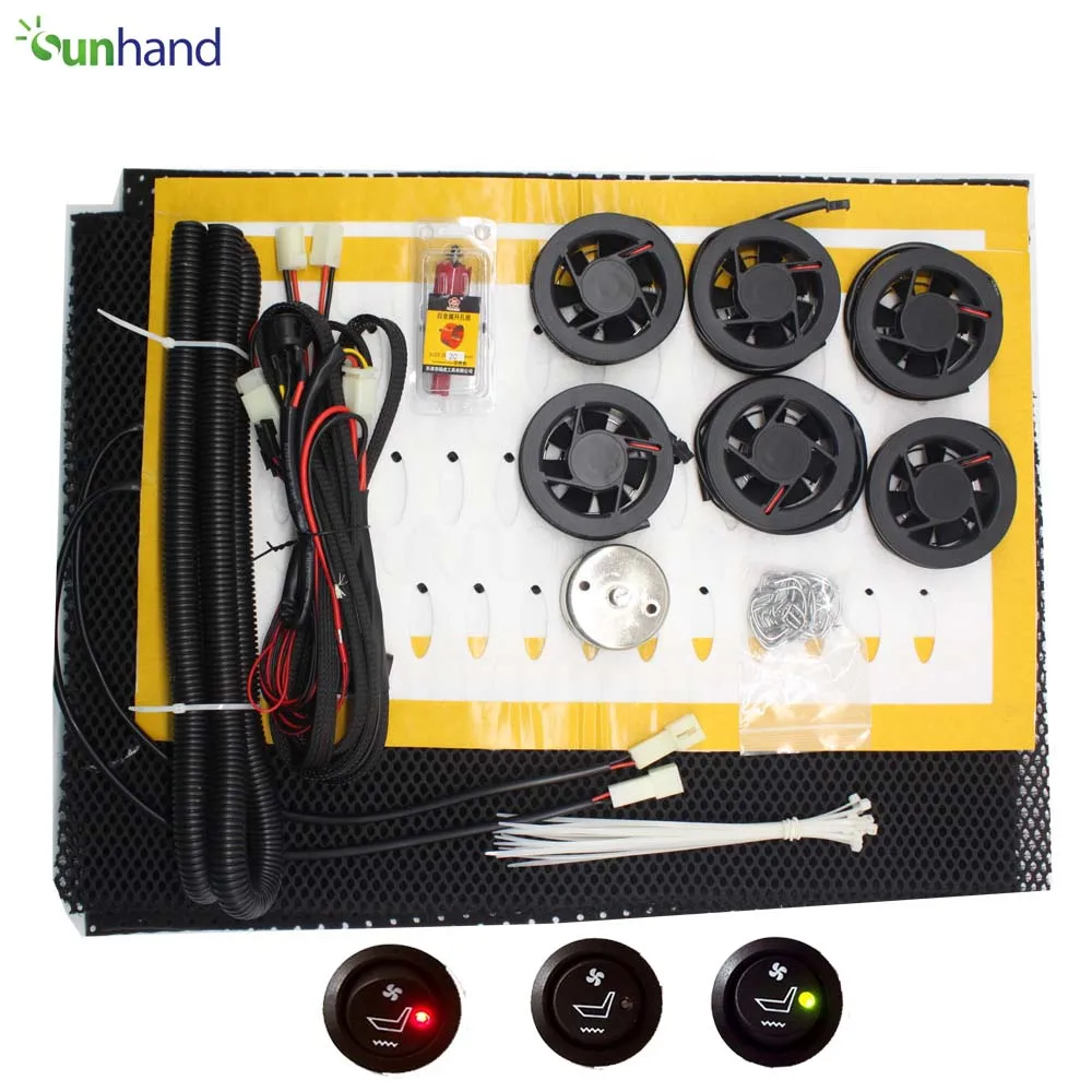 air flow auto cool ventilation fan carbon fiber seat heating pad/ car interior cooling&heating system with Round switch