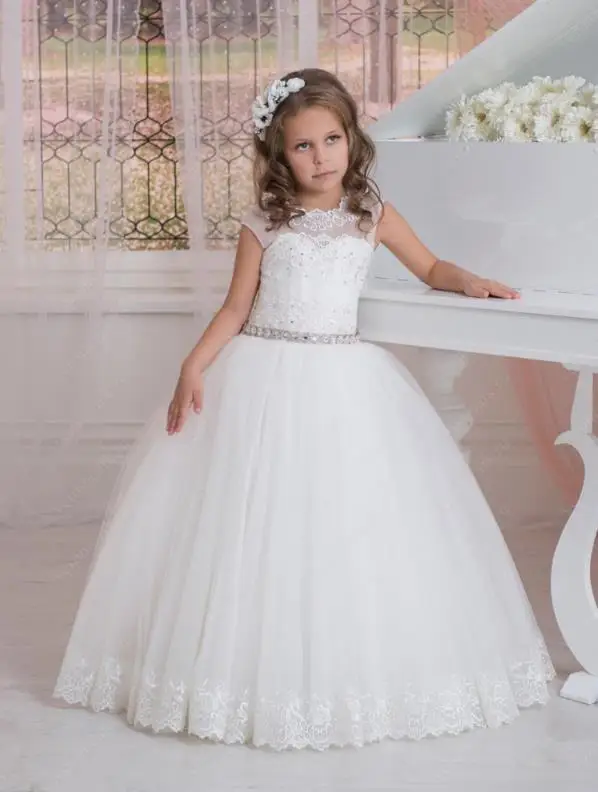 Vintage-Flower-Girls-Dresses-For-Weddings-Party-Lace-Appliques-Beads-Cap-Sleeves-Little-Kids-Holy-First