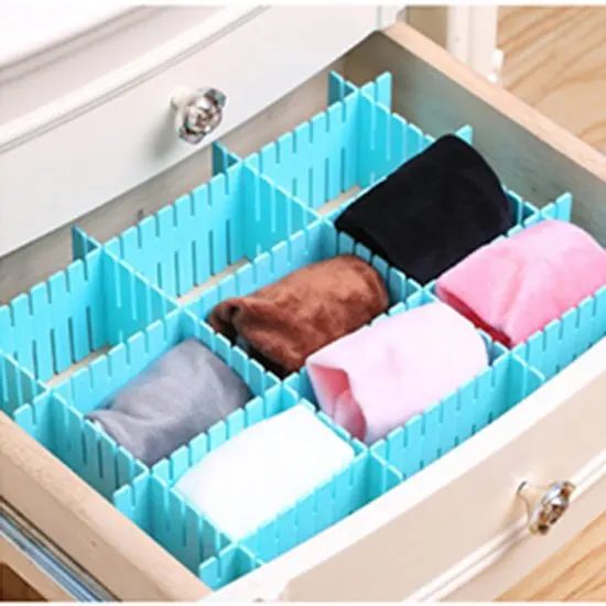 

8pcs Creative DIY Adjustable Organizer Partitions Combination Grid Drawer Closet Divider Household Organization Clapboard Blue