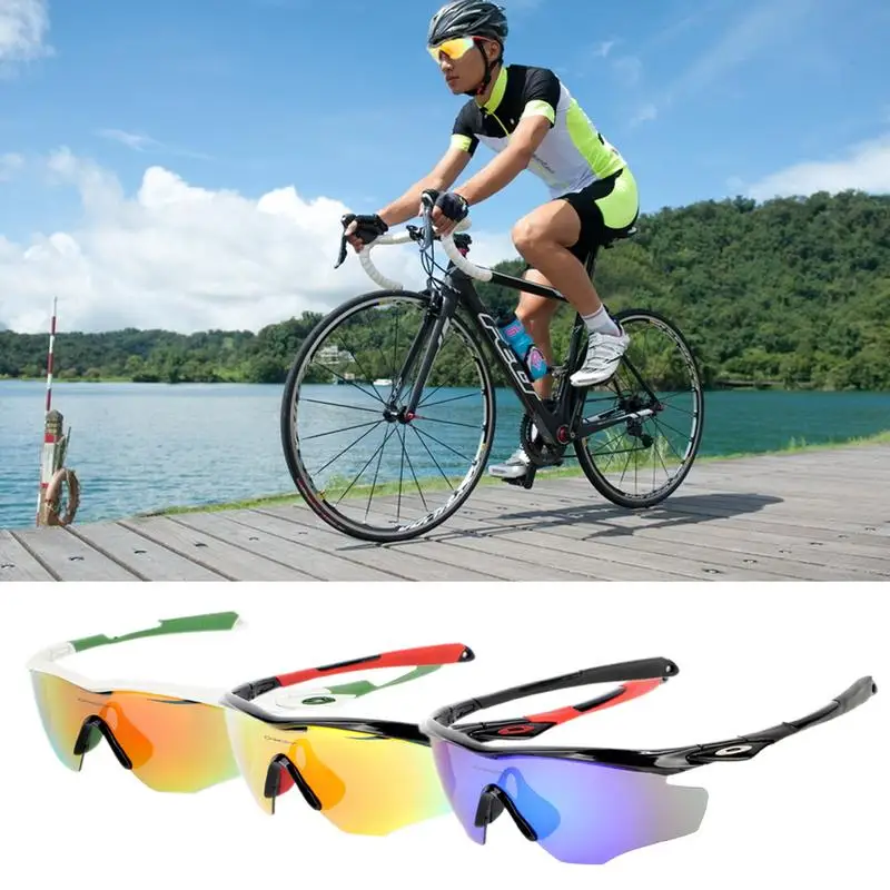 3PCS Lenses Outdoor Sports Cycling Glasses Road Bike Ridding Glasses Polarized Mountain Bike Bicycle Glasses Running Glasses Set