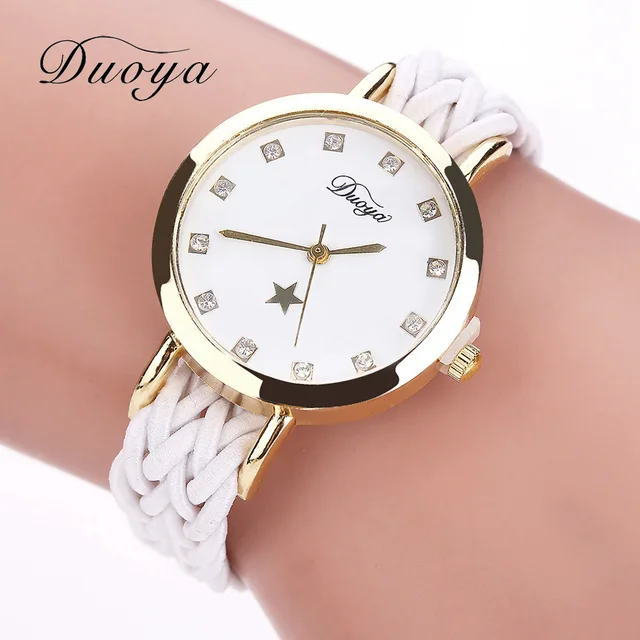 Fashion Weave Leather Watches Women Gold Rhinestone Wristwatch Casual Ladies Bra Fashion Weave Leather Watches Women Gold Rhinestone Wristwatch Casual Ladies Bra