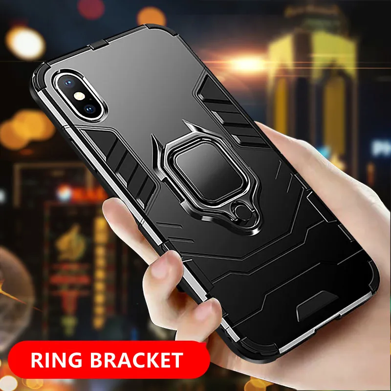 

Finger Ring Holder Phone Case For iPhone XR X XS Max 8 7 Plus 6 6S SE 5 5S Magnetic Cases Shockproof Armor TPU Protective Cover