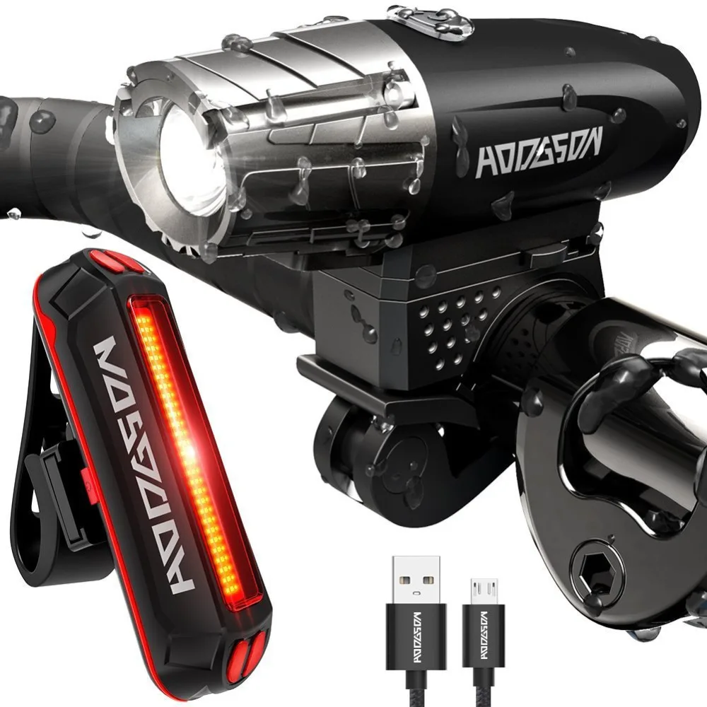 

USB Rechargeable LED Bike Light 2000LM Bicycle Front Headlight Rear Back Tail Light Waterproof Road Cycling Safety Warning Lamp