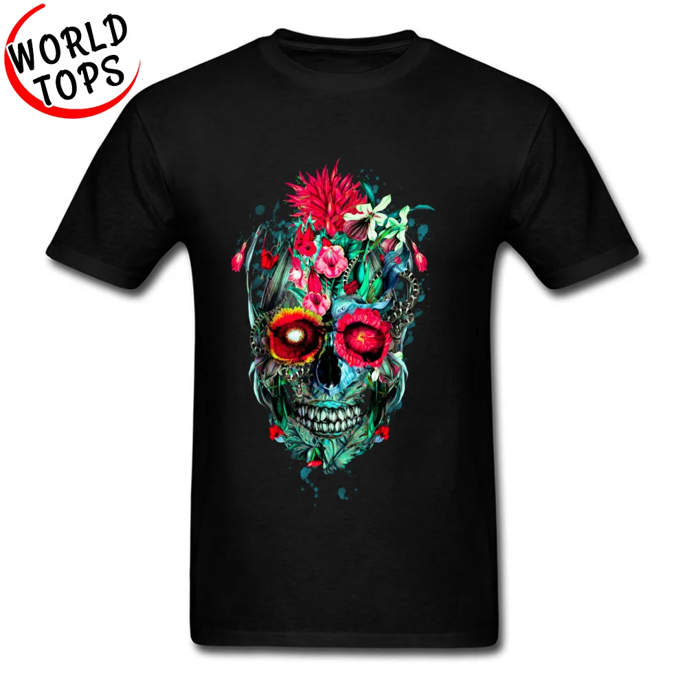 Sweet Toxic Flowe Skull Cotton T-shirts dia de los muertos Cool T Shirts For Men Street Tshirts 100% Comfortable Shirt |