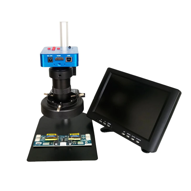 

1080P 60FPS 2K 2100W 21MP HDMI Electronic USB Digital Video Microscope Camera +8X-130X C-Mount lens+8" IPS LCD monitor +Lights