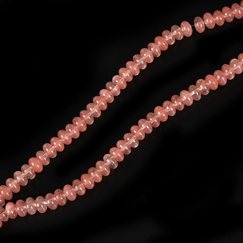 

Flat design with Long and thin Pink through Red color 5*8 mm faceted beads Cherry quartz Crystal handmade Loose beads