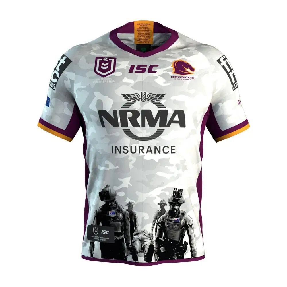 

YIGEGE 2019 NRL RUGBY JERSEY BRISBANE BRONCOS 2019 ANZAC JERSEY NRL National Rugby League Brisbane Broncos Rugby size S - 3XL