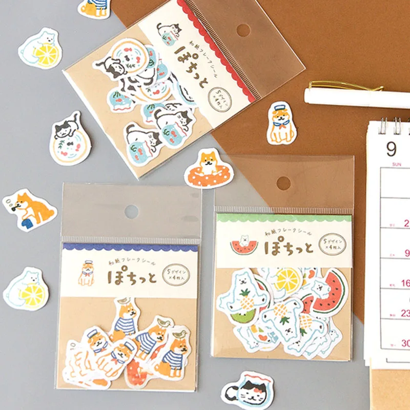 20 шт милые игрушки стикер s Kawaii Кошка Собака наклейка с медведем пуля бумага для